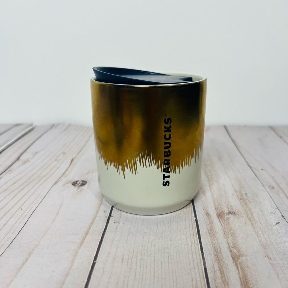 Starbucks Gold Drip Ceramic Travel Coffee Mug